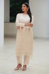 Buy_Pooja Bagaria_Cream Sequins Boat Neck Tassel Shift Dress _Online_at_Aza_Fashions