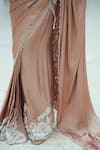 Shop_Pooja Bagaria_Beige Satin Beads, Embroidery Round Neck Beaded Border Split Saree _Online_at_Aza_Fashions