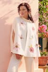 Buy_Nika 1.0_White Floral Embroidered Designer Cape _at_Aza_Fashions