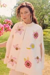 Shop_Nika 1.0_White Floral Embroidered Designer Cape _at_Aza_Fashions