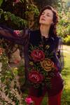 Buy_Nika 1.0_Blue Silk Organza Embroidery Collared Navy Cross Stitch Top _Online_at_Aza_Fashions