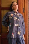 Shop_Nika 1.0_Blue Cotton Embroidery Collared Florence Multi Coordinate Set _at_Aza_Fashions