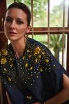 Nika 1.0_Blue Designer Denim Cape With Pearl Embellishments _Online_at_Aza_Fashions