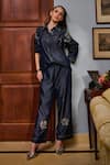 Buy_Nika 1.0_Blue Cotton Embroidery Collared Denim Coord Set _at_Aza_Fashions