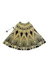 KA-Sha_Black Cotton Beads And Gold Printed Skirt _Online_at_Aza_Fashions