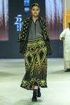 Buy_KA-Sha_Black Cotton Beads And Gold Printed Skirt _at_Aza_Fashions