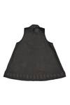 KA-Sha_Black Handloom Cotton Mandarin Collar And Gold Handwoven Top _Online_at_Aza_Fashions