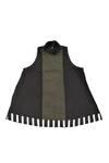 Buy_KA-Sha_Black Handloom Cotton Mandarin Collar And Gold Handwoven Top _Online_at_Aza_Fashions