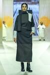 Shop_KA-Sha_Black Handloom Cotton Mandarin Collar And Gold Handwoven Top _at_Aza_Fashions