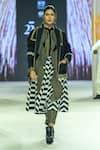 KA-Sha_Black Cotton And White Chevron Skirt _at_Aza_Fashions