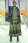 Buy_KA-Sha_Black Cotton Embroidery Collared And Gold Heavy Shirt _at_Aza_Fashions