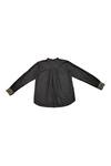 KA-Sha_Black Cotton Collared Handspun Shirt _Online_at_Aza_Fashions