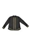 Buy_KA-Sha_Black Cotton Collared Handspun Shirt _Online_at_Aza_Fashions