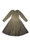 KA-Sha_Black Handloom Cotton Embroidery V-neck And Gold Striped Dress _Online_at_Aza_Fashions
