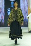 Shop_KA-Sha_Black Cotton Embroidery Open Neck And Gold Handwoven Jacket _Online_at_Aza_Fashions