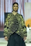 Buy_KA-Sha_Black Cotton Embroidery Open Neck And Gold Handwoven Jacket _at_Aza_Fashions