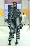 Buy_KA-Sha_Black Cotton High Neck And White Handspun Jacket _at_Aza_Fashions