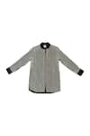 KA-Sha_Black Cotton Collared And White Striped Shirt _Online_at_Aza_Fashions