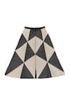 KA-Sha_Black Cotton Geometric Pattern And White Skirt _Online_at_Aza_Fashions