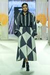 Shop_KA-Sha_Black Cotton Geometric Pattern And White Skirt _at_Aza_Fashions