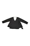 KA-Sha_Black Cotton Embroidery V-neck And White Organic Jacket _Online_at_Aza_Fashions