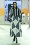 Shop_KA-Sha_Black Cotton Collared And White Handwoven Shirt _at_Aza_Fashions