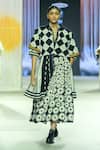 Buy_KA-Sha_Black Cotton And White Floral Print Skirt _at_Aza_Fashions