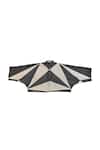 KA-Sha_Black Cotton And White Geometric Crop Top _Online_at_Aza_Fashions