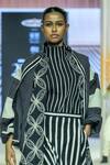 Buy_KA-Sha_Black Cotton Mandarin Collar And White Striped Top _at_Aza_Fashions