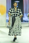 KA-Sha_Black Cotton Collared And White Checkered Shirt _at_Aza_Fashions