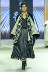 Shop_KA-Sha_Black Cotton Embroidery Round Neck And White Handwoven Jacket _at_Aza_Fashions