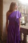 Supria Munjal_Purple Satin Beads One Shoulder Designer Gown _Online_at_Aza_Fashions