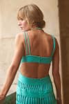 Shop_Supria Munjal_Aqua Chiffon V-neck Green Designer Gown _at_Aza_Fashions
