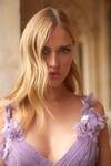 Supria Munjal_Purple Chiffon V-neck Designer Gown _Online_at_Aza_Fashions