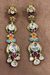 Shop_Studio6 Jewels_Multi Color Stones Polki Earrings _at_Aza_Fashions
