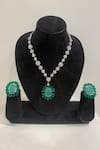 Shop_Studio6 Jewels_Green Crystals, Cut Work Designer Jewelry Set _at_Aza_Fashions