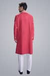 Shop_Sanjev Marwaaha_Red Cotton, Silk Embroidery Kurta Set _at_Aza_Fashions