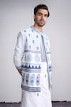 Sanjev Marwaaha_White Cotton, Silk Embroidery Ivory Designer Kurta Set _Online_at_Aza_Fashions