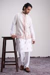 Buy_Sanjev Marwaaha_Ivory Cotton, Silk Embroidery Kurta Set _at_Aza_Fashions