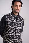 Sanjev Marwaaha_Black Cotton, Silk Embroidery Designer Kurta Set With Bundi _Online_at_Aza_Fashions