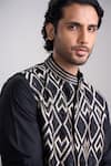 Buy_Sanjev Marwaaha_Black Cotton, Silk Embroidery Designer Kurta Set With Bundi _Online_at_Aza_Fashions