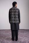 Shop_Sanjev Marwaaha_Black Cotton, Silk Embroidery Designer Kurta Set With Bundi _at_Aza_Fashions