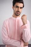 Buy_Sanjev Marwaaha_Peach Cotton, Silk Embroidery Kurta Set _Online_at_Aza_Fashions
