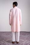 Shop_Sanjev Marwaaha_Peach Cotton, Silk Embroidery Kurta Set _at_Aza_Fashions
