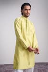 Sanjev Marwaaha_Green Cotton, Silk Embroidery Light Kurta Set _Online_at_Aza_Fashions