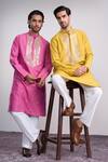 Buy_Sanjev Marwaaha_Yellow Cotton, Silk Sequins, Embroidery Designer Kurta Set _Online_at_Aza_Fashions