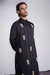 Buy_Sanjev Marwaaha_Black Modal, Silk Embroidery Kurta Set _Online_at_Aza_Fashions