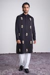 Buy_Sanjev Marwaaha_Black Modal, Silk Embroidery Kurta Set _at_Aza_Fashions