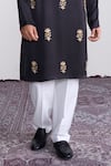 Shop_Sanjev Marwaaha_Black Modal, Silk Embroidery Kurta Set _Online_at_Aza_Fashions