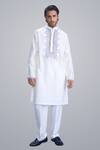 Buy_Sanjev Marwaaha_Ivory Cotton, Silk Embroidery Kurta And Pant Set _at_Aza_Fashions